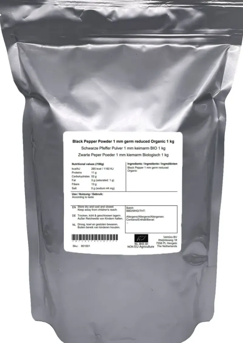 Naturaplaza Zwarte Peper Poeder 1 mm kiemarm Biologisch Outlet